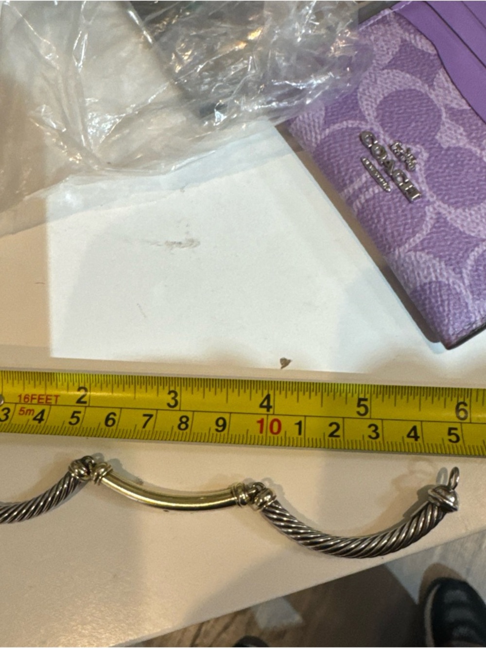 Coach Purple Slim Lavender Signature Canvas Silver Card Holder - Picture 2 of 5